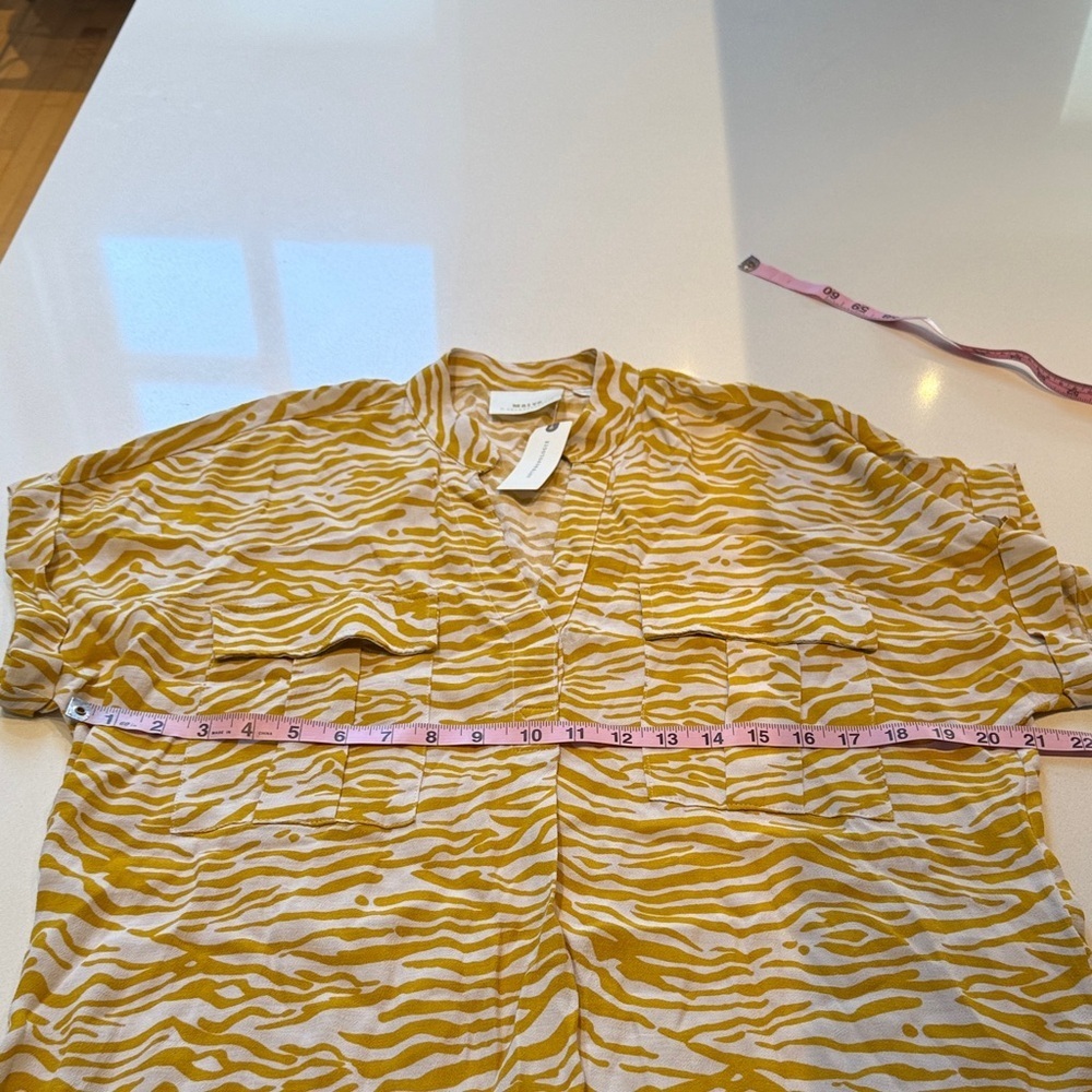 🆕 Mauve by Anthropology Zebra Print Relaxed Cargo Pocket Blouse, Size S - Picture 7 of 10